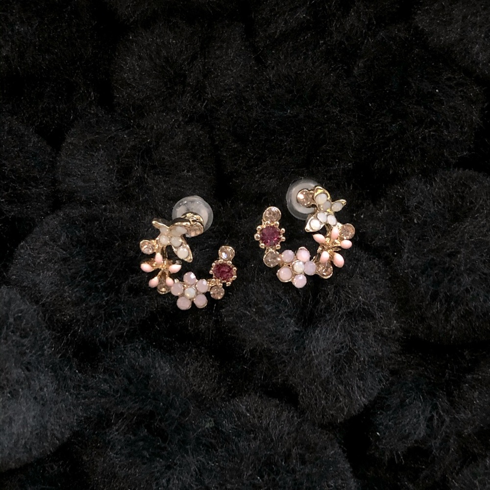 Red/Burgundy Flower Ring Earrings